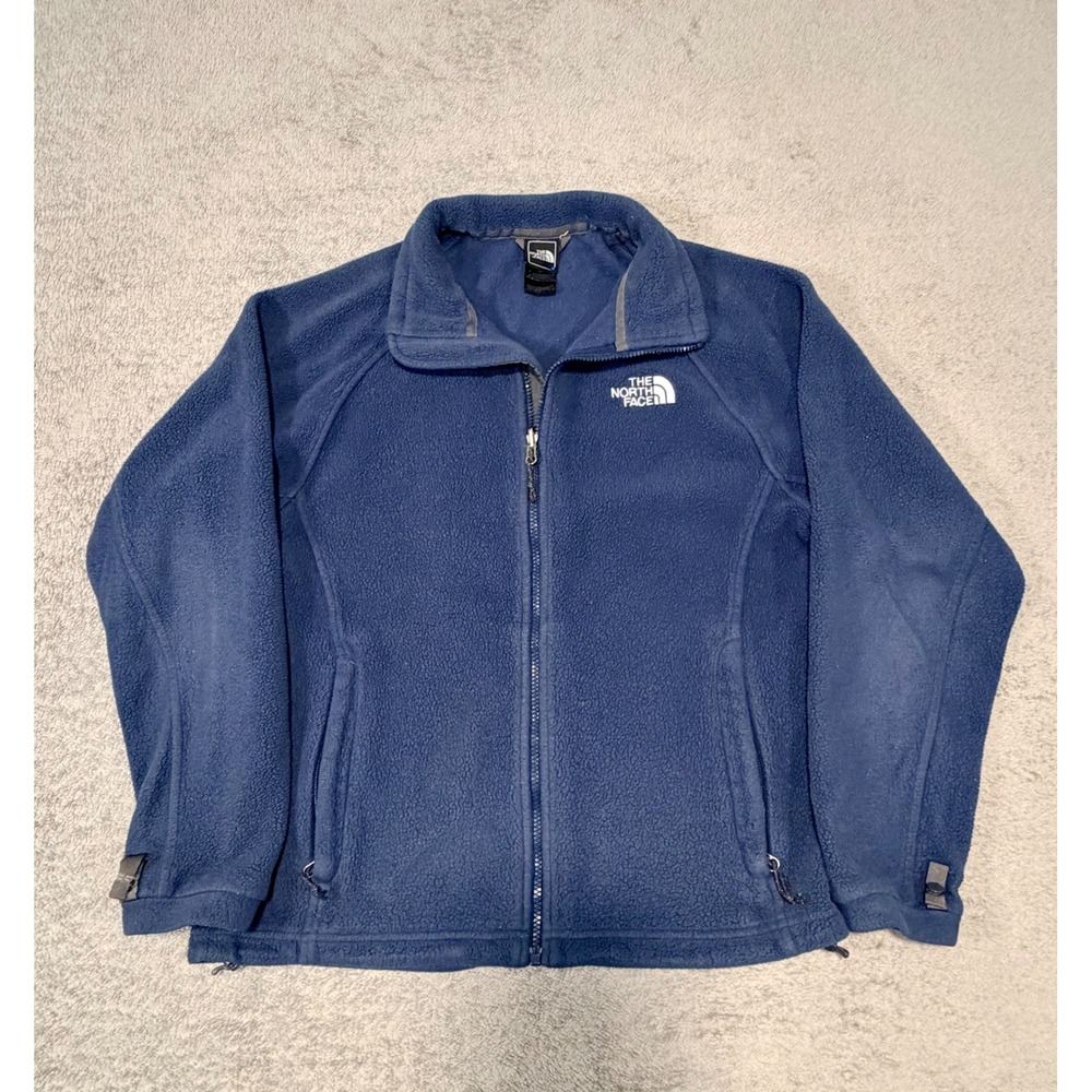 The North Face Mens Navy Blue Full Zip Fleece Jacket Mock Neck Small